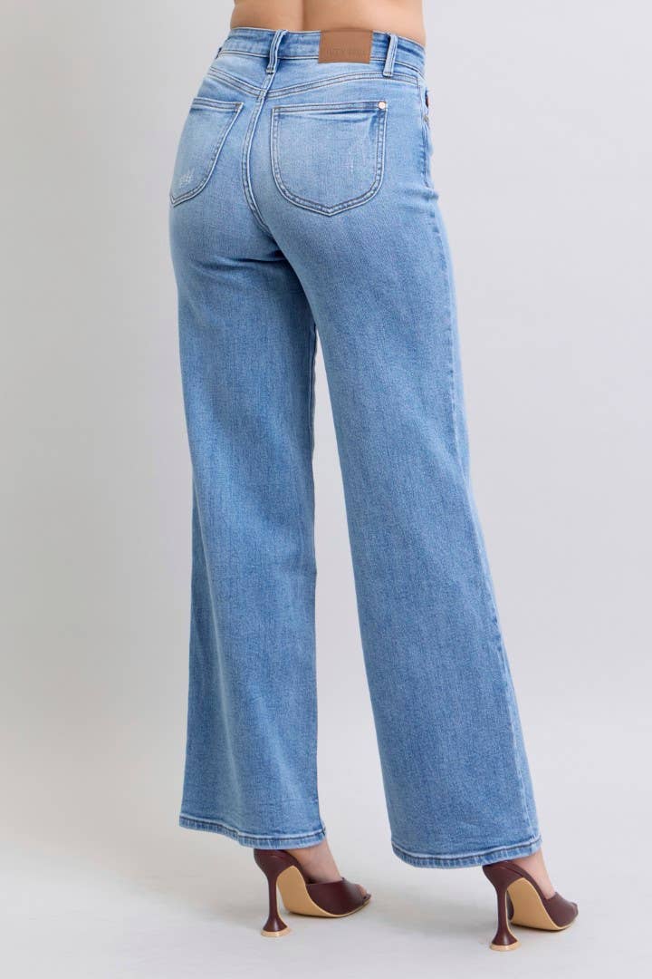 Judy Blue Vintage Wash Retro Wide Leg Jeans