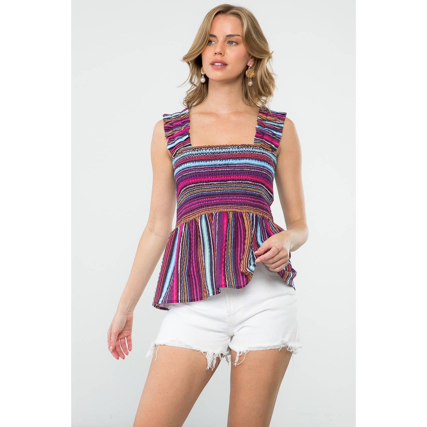 Striped Smocked Top