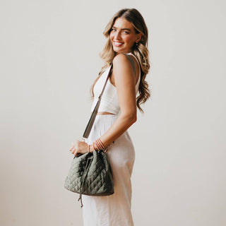 Quincey Quilted Crossbody: Black