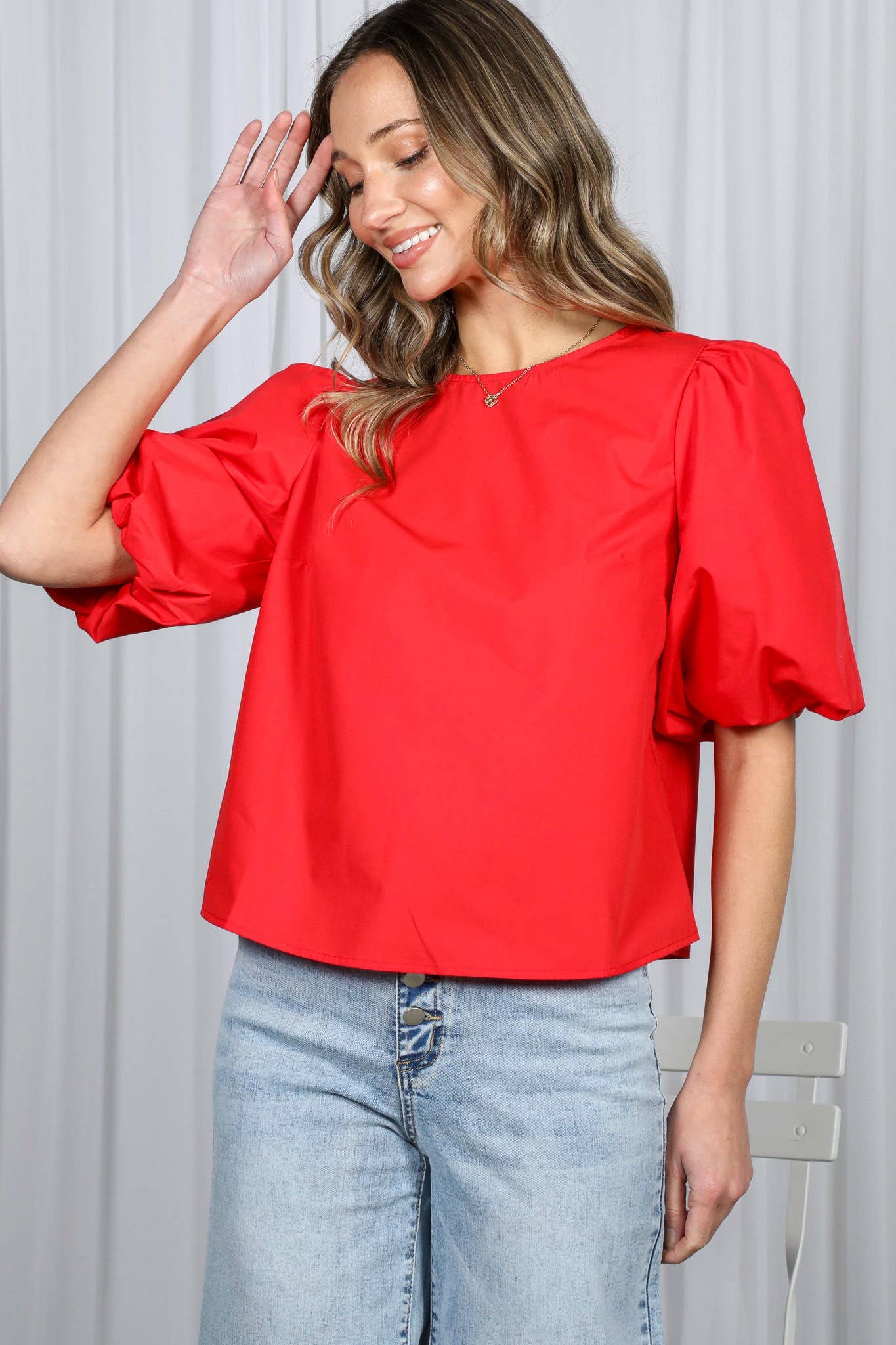 Gwyneth Bow Detail Top: Red