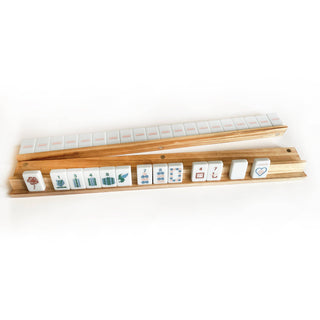 Mahjong Racks & Pushers (Set of 4): Oak