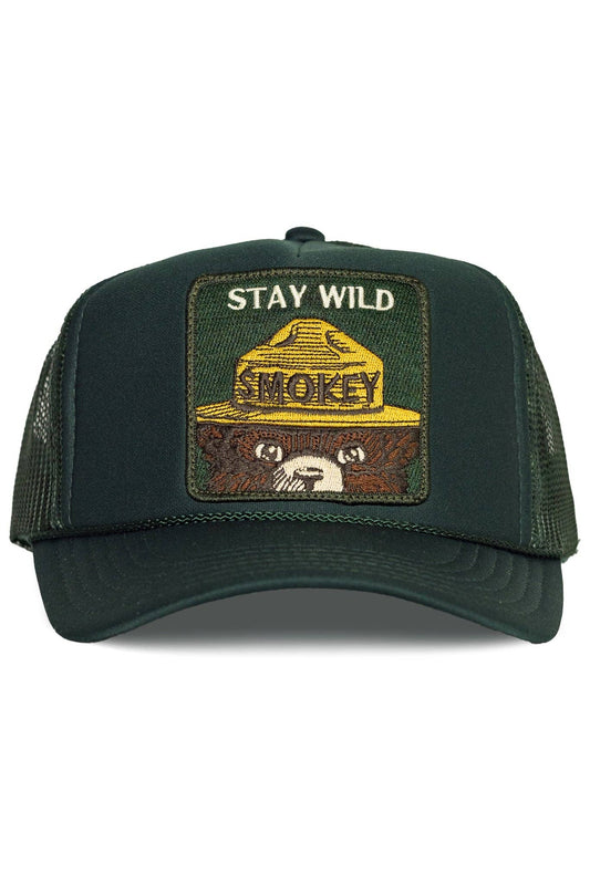 Stay Wild Trucker Hat in Deep Green: Emerald Green