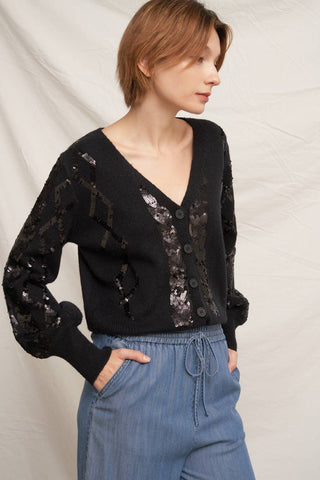 Veronica Sequin Striped Sweater Cardigan