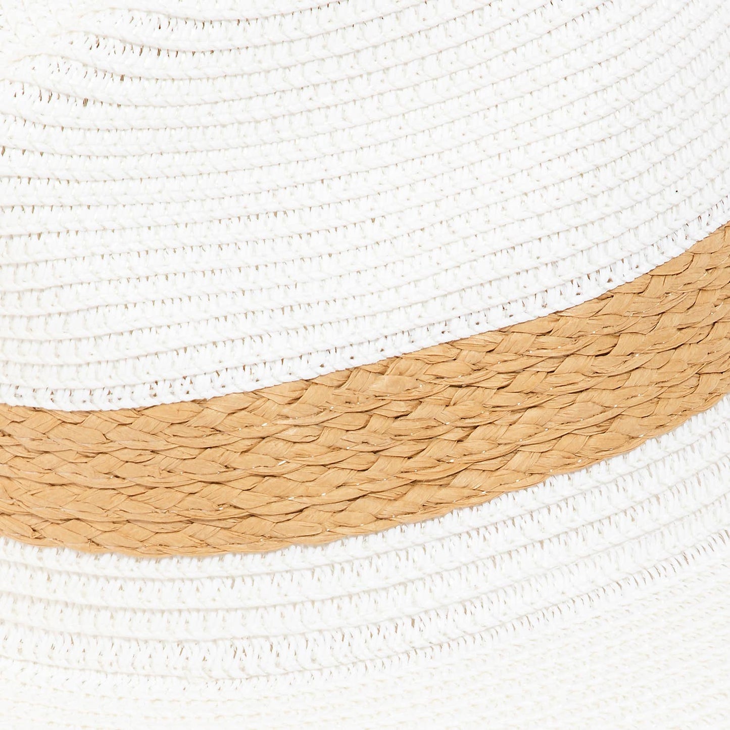 Flat Brim Straw Braided Strap Sun Hat: White