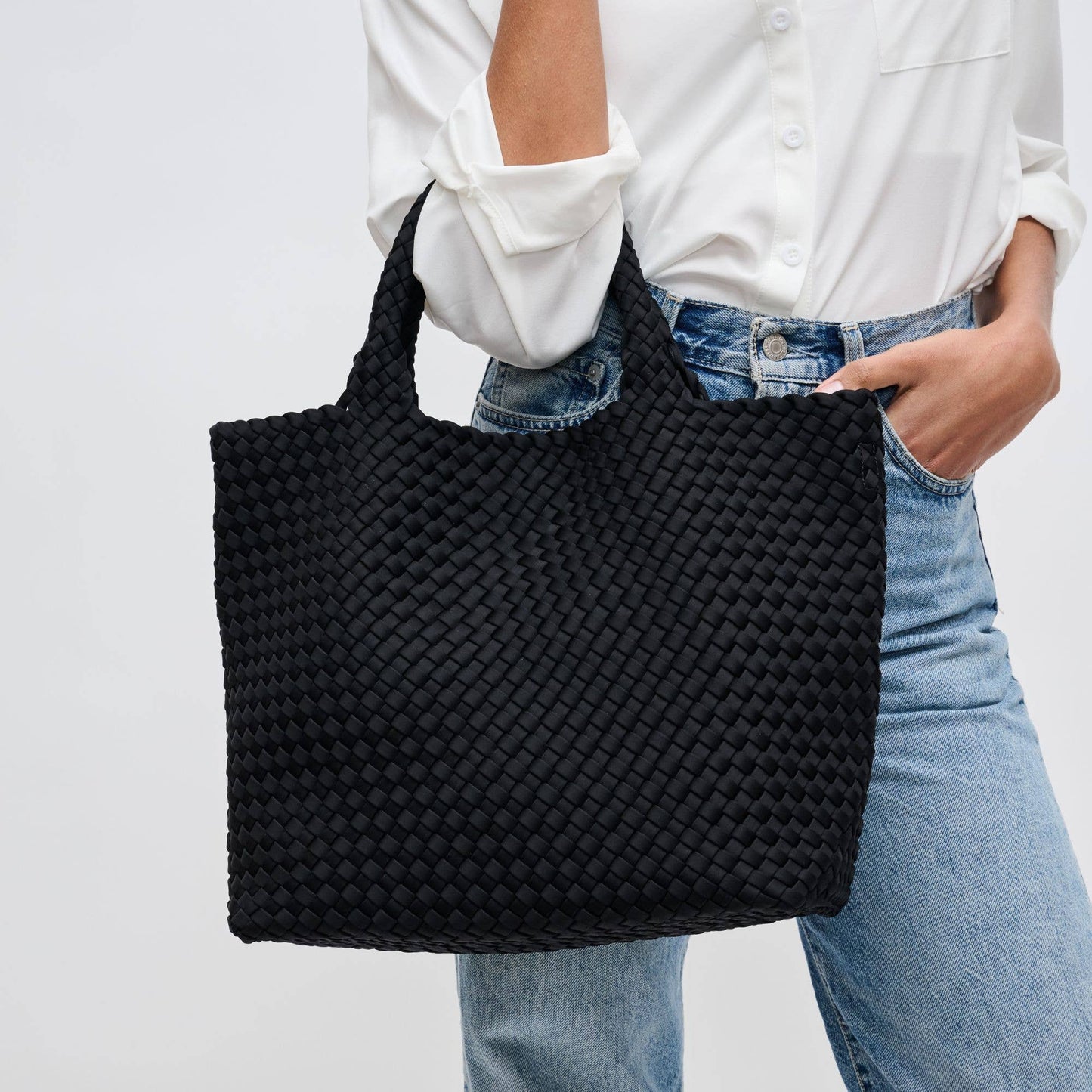 Sky's The Limit - Medium Woven Neoprene Tote: Black