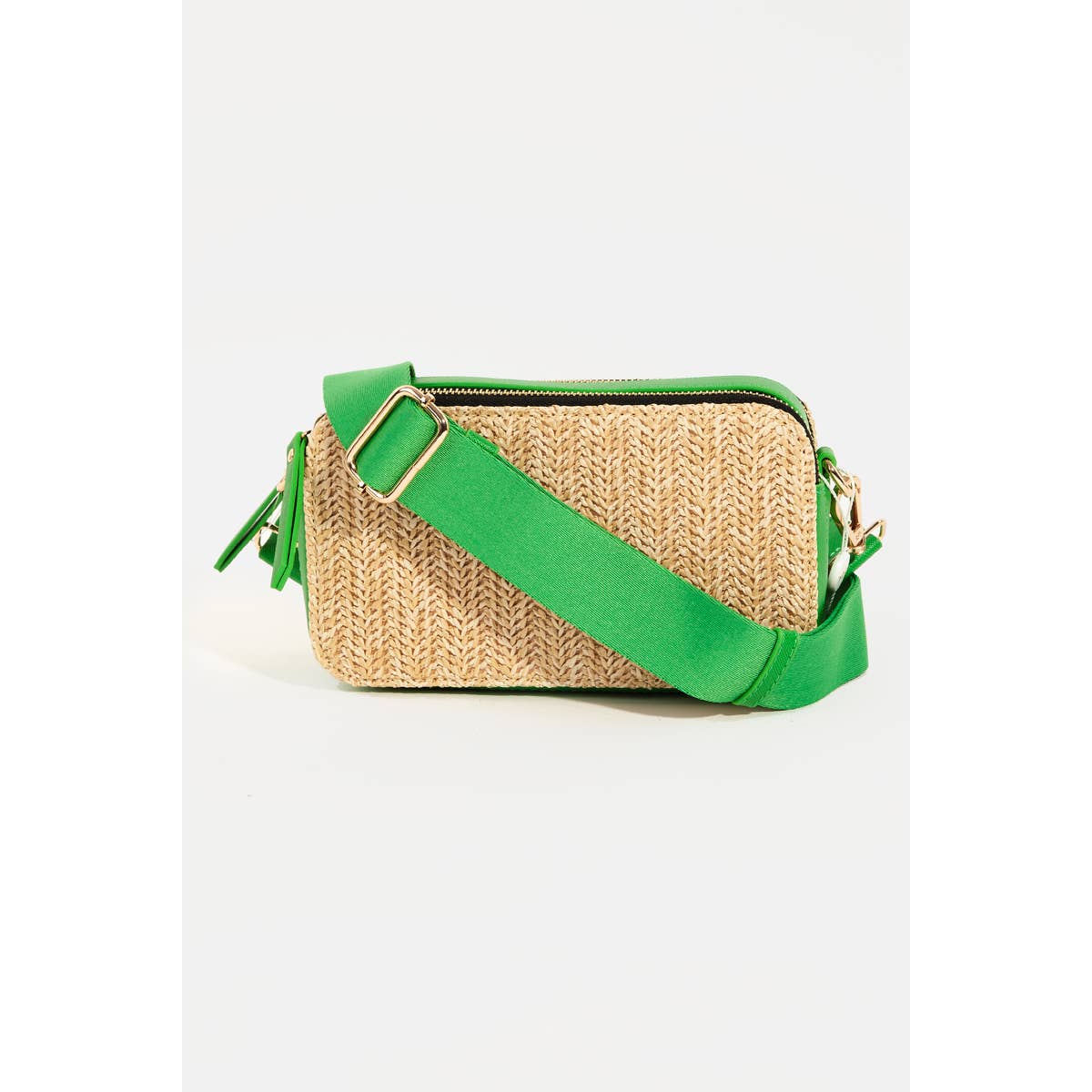 Rectangle Crossbody Straw Bag: KELLY GREEN