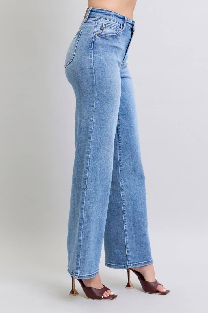 Judy Blue Vintage Wash Retro Wide Leg Jeans
