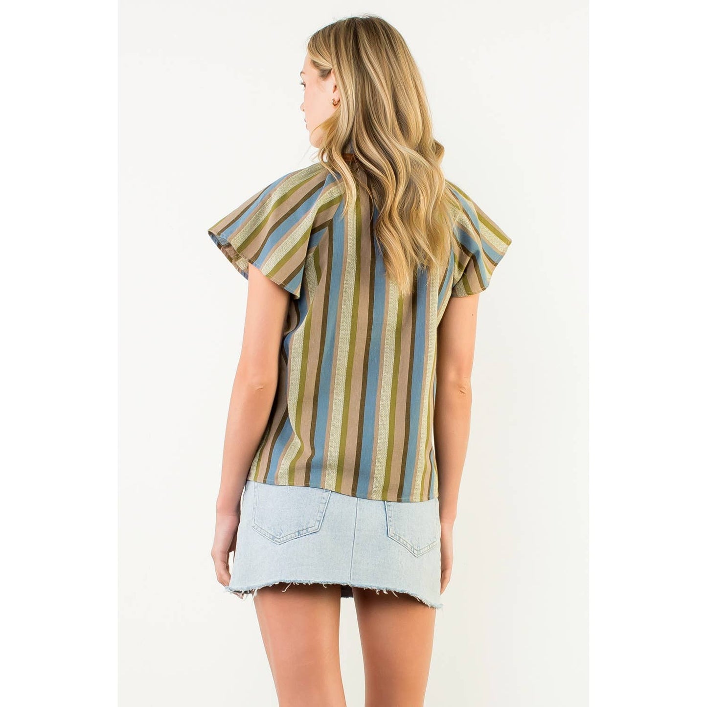 Stanton Short Sleeve Striped V-Neck Top