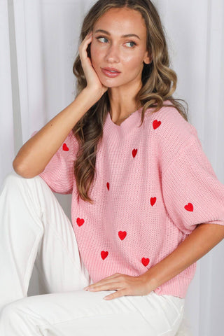 Windsor Heart Sweater: White