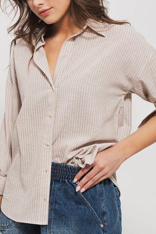 Timeless Pinstripe Button Down Shirt: GREEN