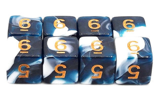 D6 8-Piece Dice Set - Vorpal - Dark Blue & White w/ Gold