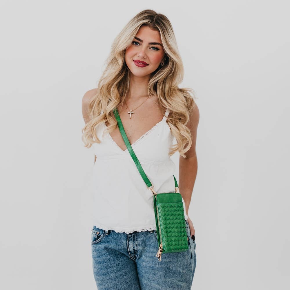 Woven Double Duty Phone Bag : Woven Brown