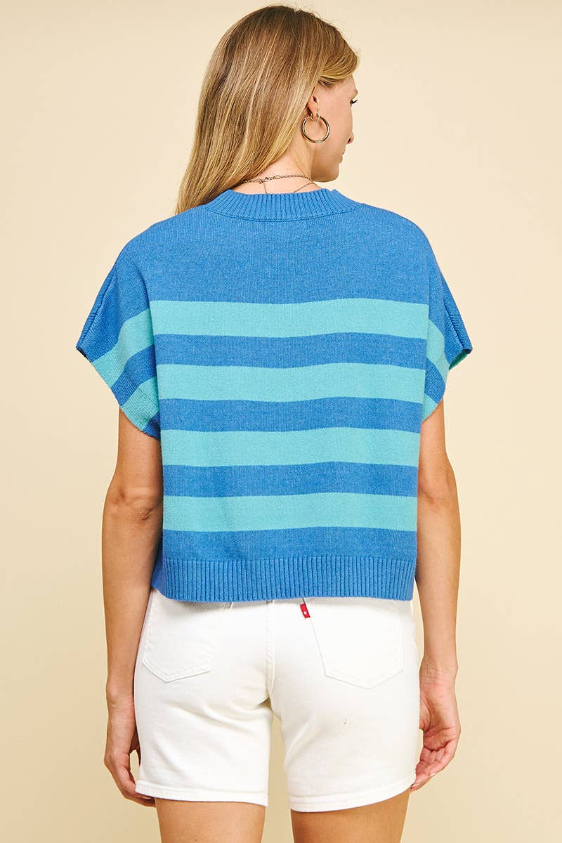 STRIPE SWEATER VEST :BLUE/L.BLUE