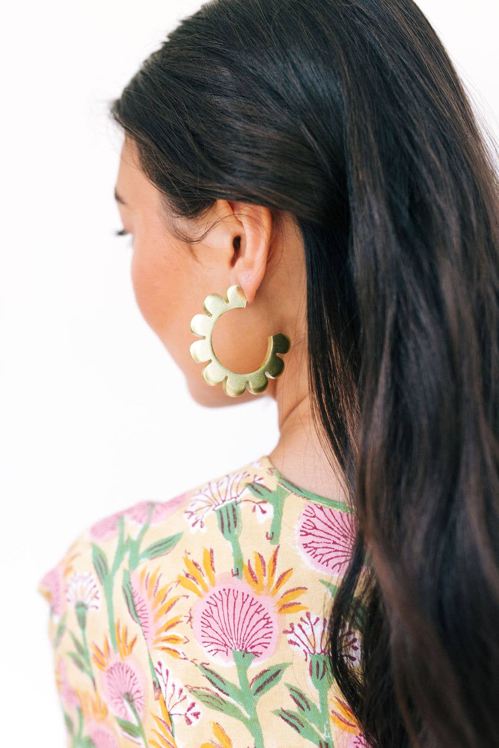 Gold Flower Outline Hoops