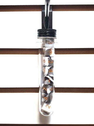 D6 8-Piece Dice Set - Vorpal - Black & White w/ Gold