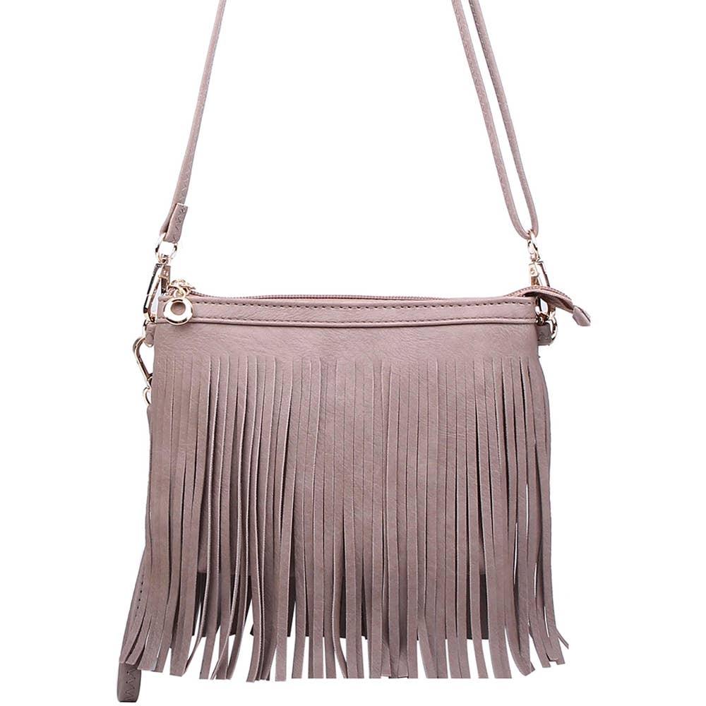 CROSSBODY FRINGE BAG: Fuchsia