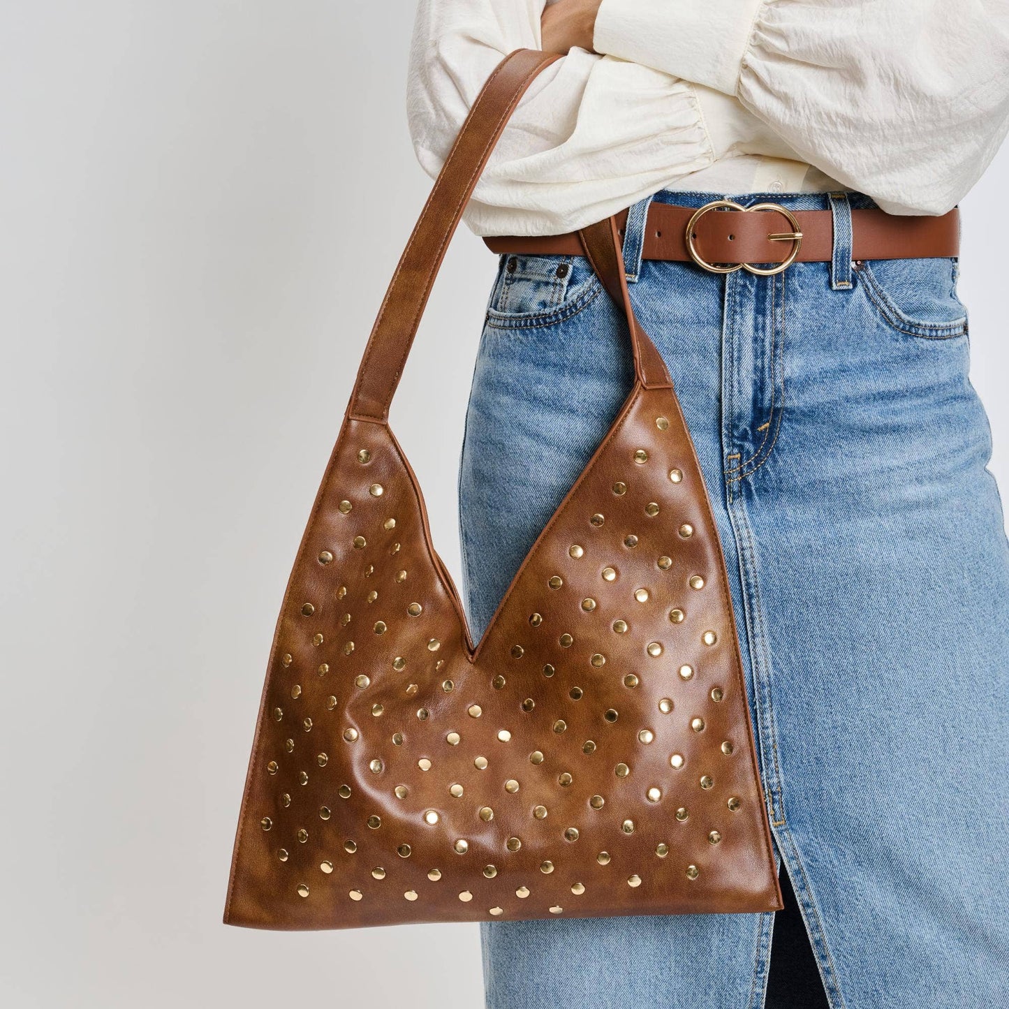 Tori Studded Hobo: Chocolate