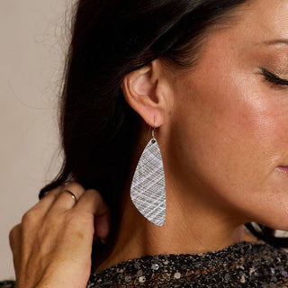 Gray Metallic Lattice Evie Organic Drop Earrings