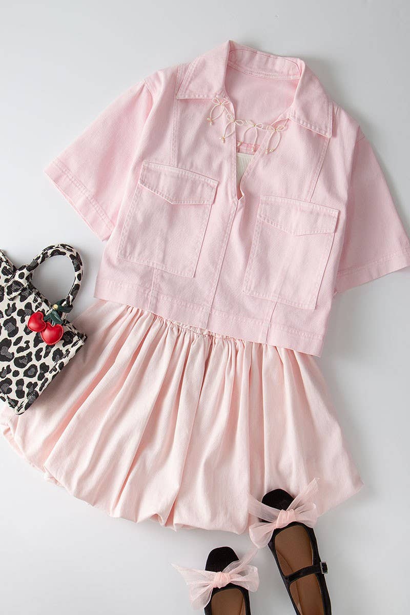 Pastel Collared Camp Shirt : ICE BLUE