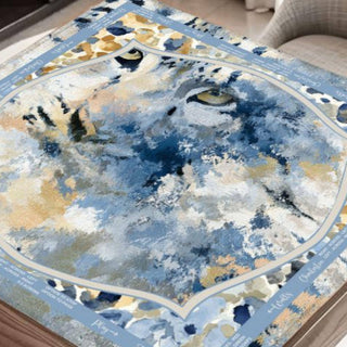 Blue Leopard Print Neoprene Mahjong Mat and Access