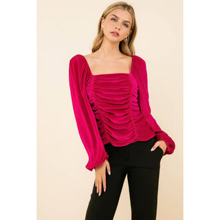 Lilla Velvet Ruched Top