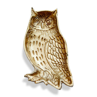 Owl Cast Aluminum Trinket Dish Antique Brass Christmas