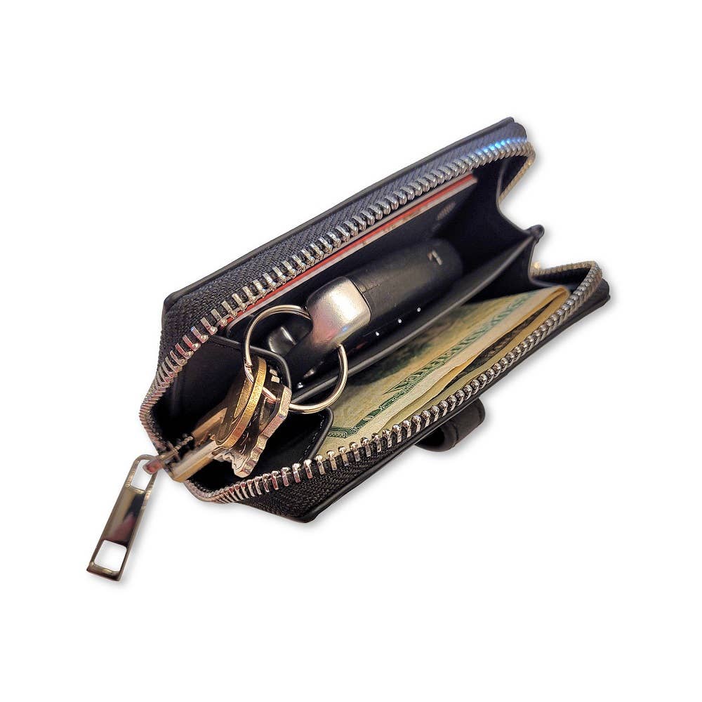 Clip & Go Brushed Vegan Leather Phone Lanyard - Rfid Pouch: Denim - Denim Pouch