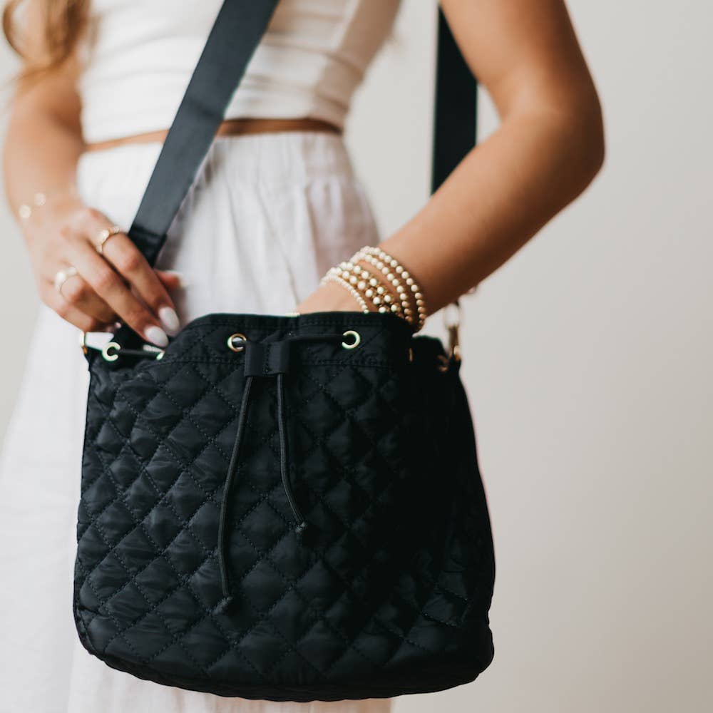 Quincey Quilted Crossbody: Black