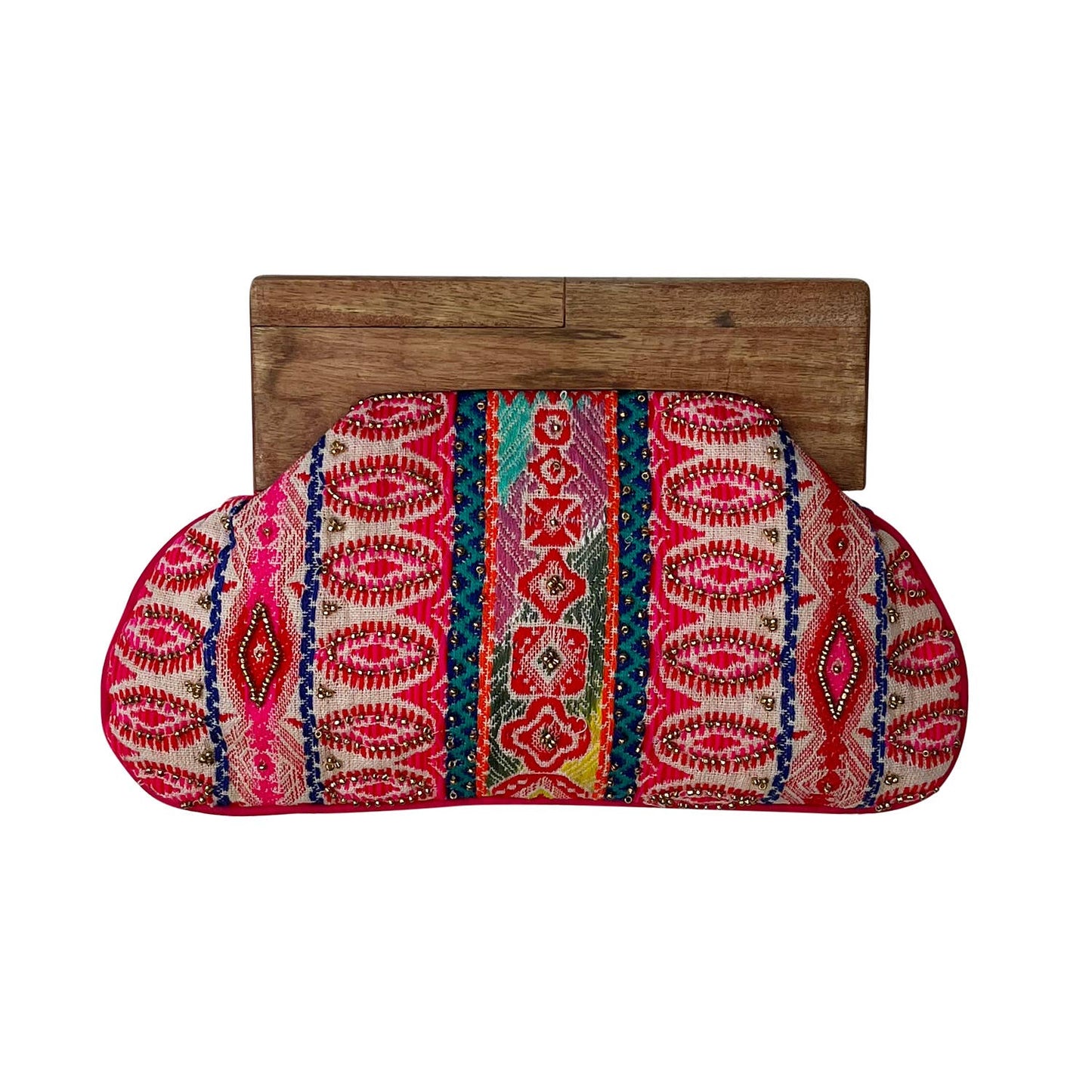 Pink Flower Stripes Clutch