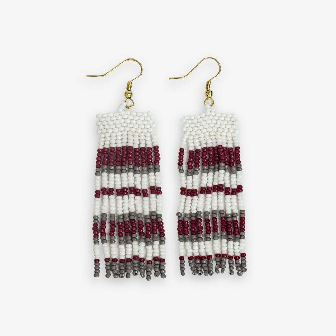 Adaline Game Day Horizontal Stripes Beaded Fringe Earrings