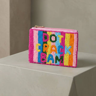 Dot Crack Bam Rainbow Striped Beaded Coin Pouch: MULTI
