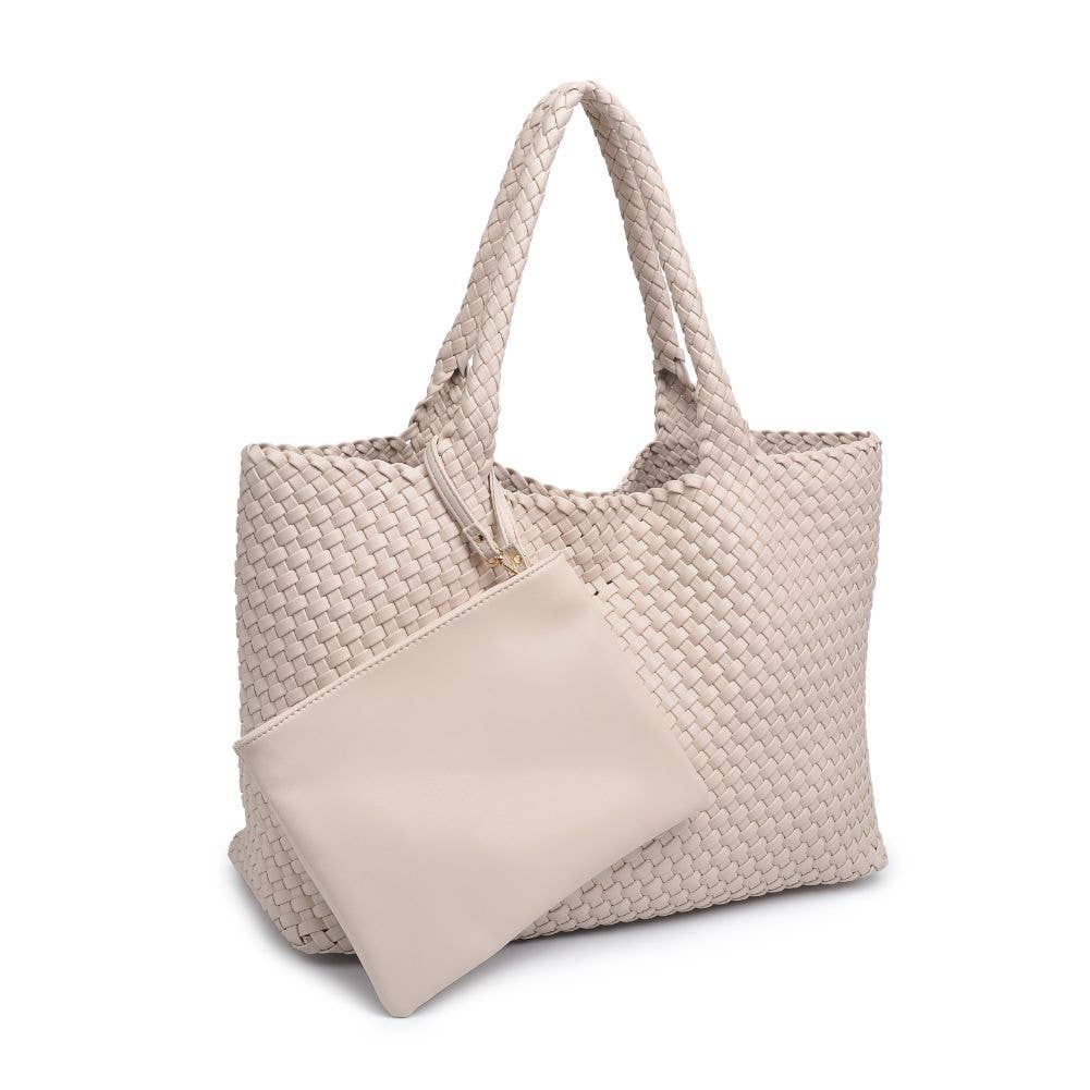 Solana Woven Vegan Leather Tote: Tan