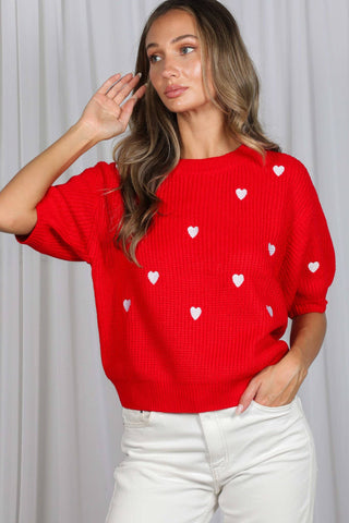 Windsor Heart Sweater: White