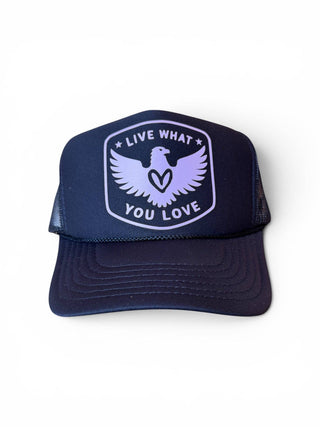 Heart of an Eagle Trucker: TAN - GOLD METALLIC
