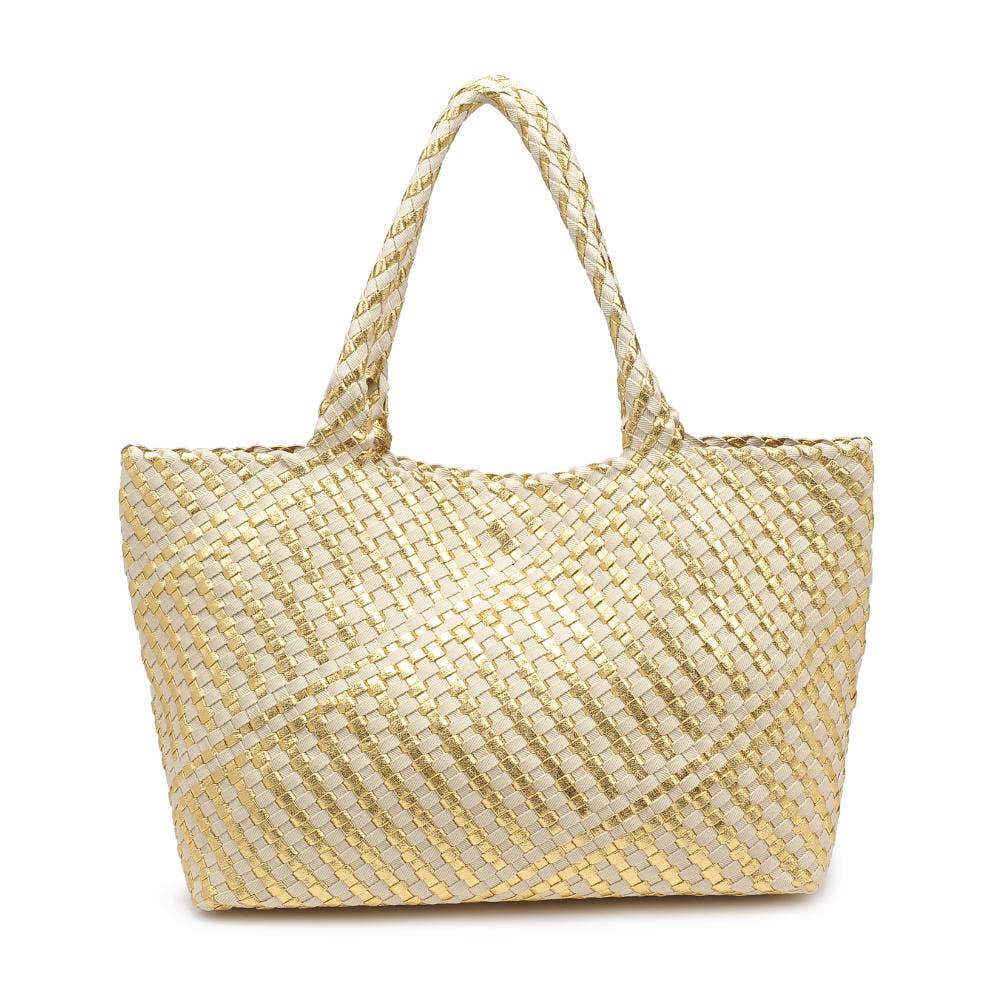 Solana Woven Tote: Black Ivory