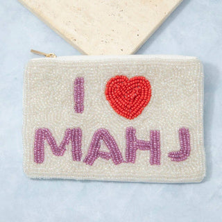 I Love Mahj Beaded Coin Purse: MULTI
