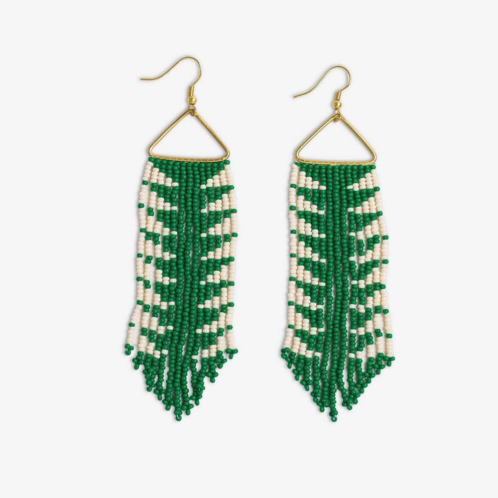 Emilie Arrow Beaded Earrings:Green