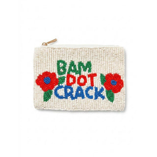 Bam Dot Crack Poppy Beaded Coin Pouch: IVORY