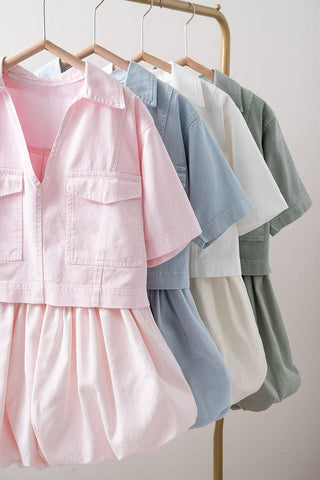 Pastel Collared Camp Shirt : ICE BLUE