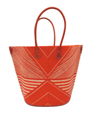 Mariposa Large Straw Tote Bag: Coral
