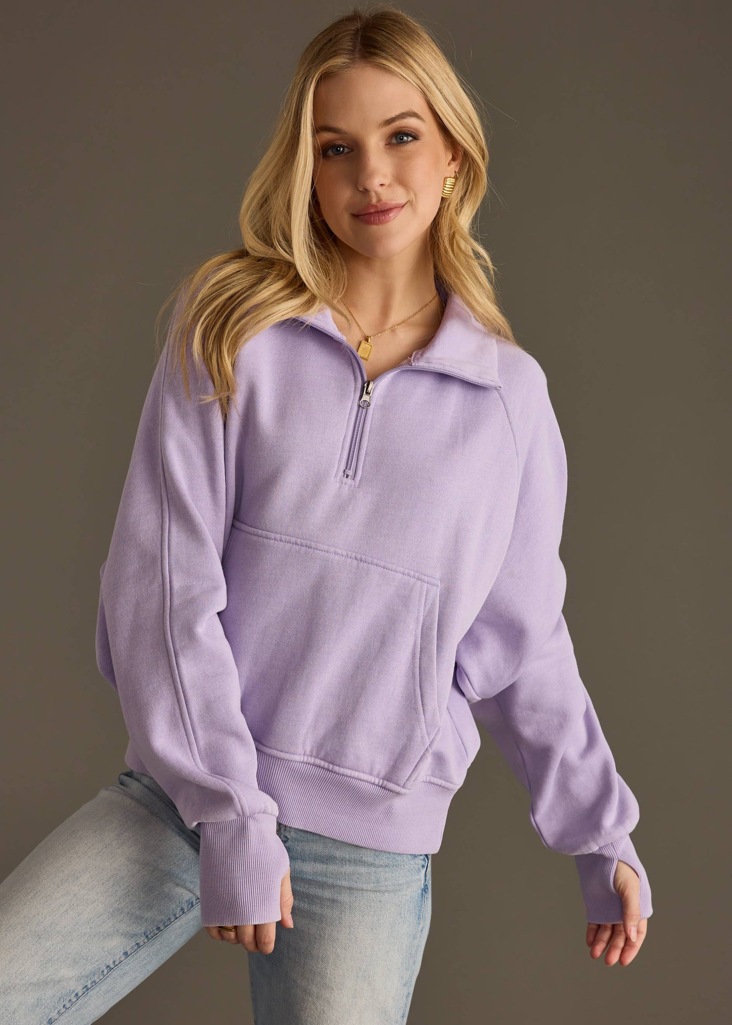 Lavender Quarter Zip Sweatshirt