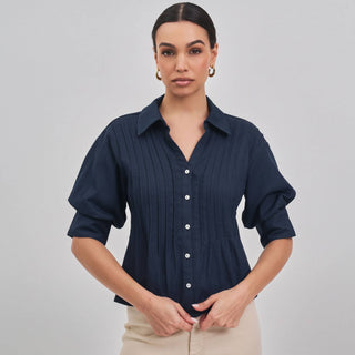 AT2805 Short sleeve pinktuck shirt: SAND / L