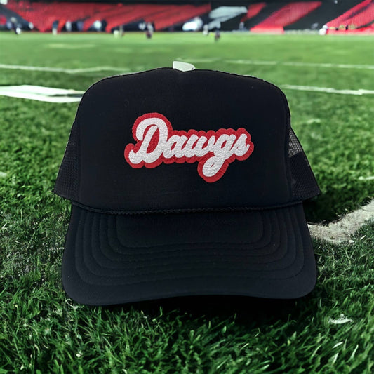 Dawgs Trucker Hat: Black/White/Red