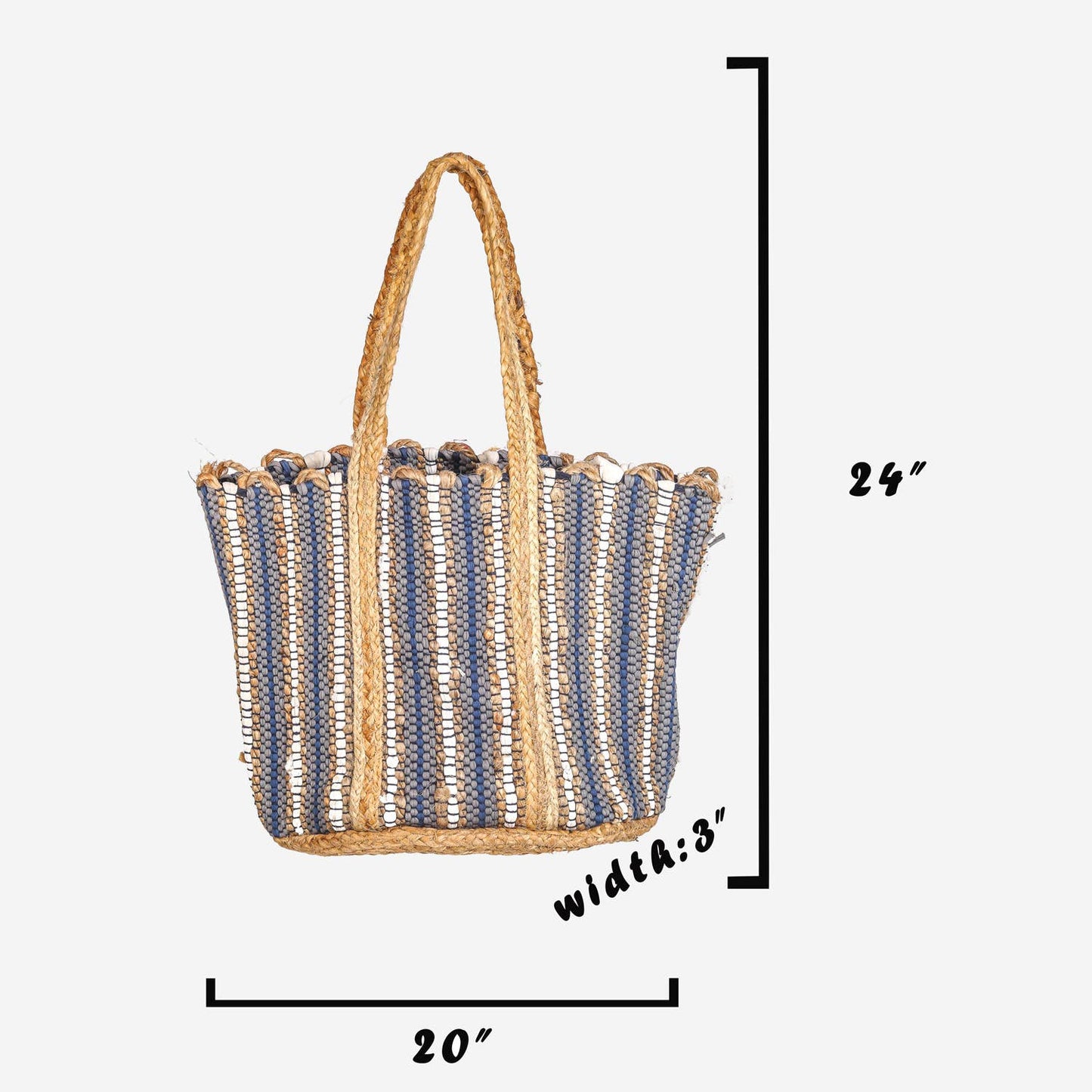 Wyatt Striped Jute Braid Tote Bag