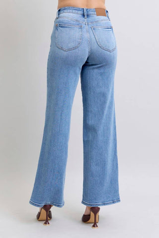 Judy Blue Vintage Wash Retro Wide Leg Jeans
