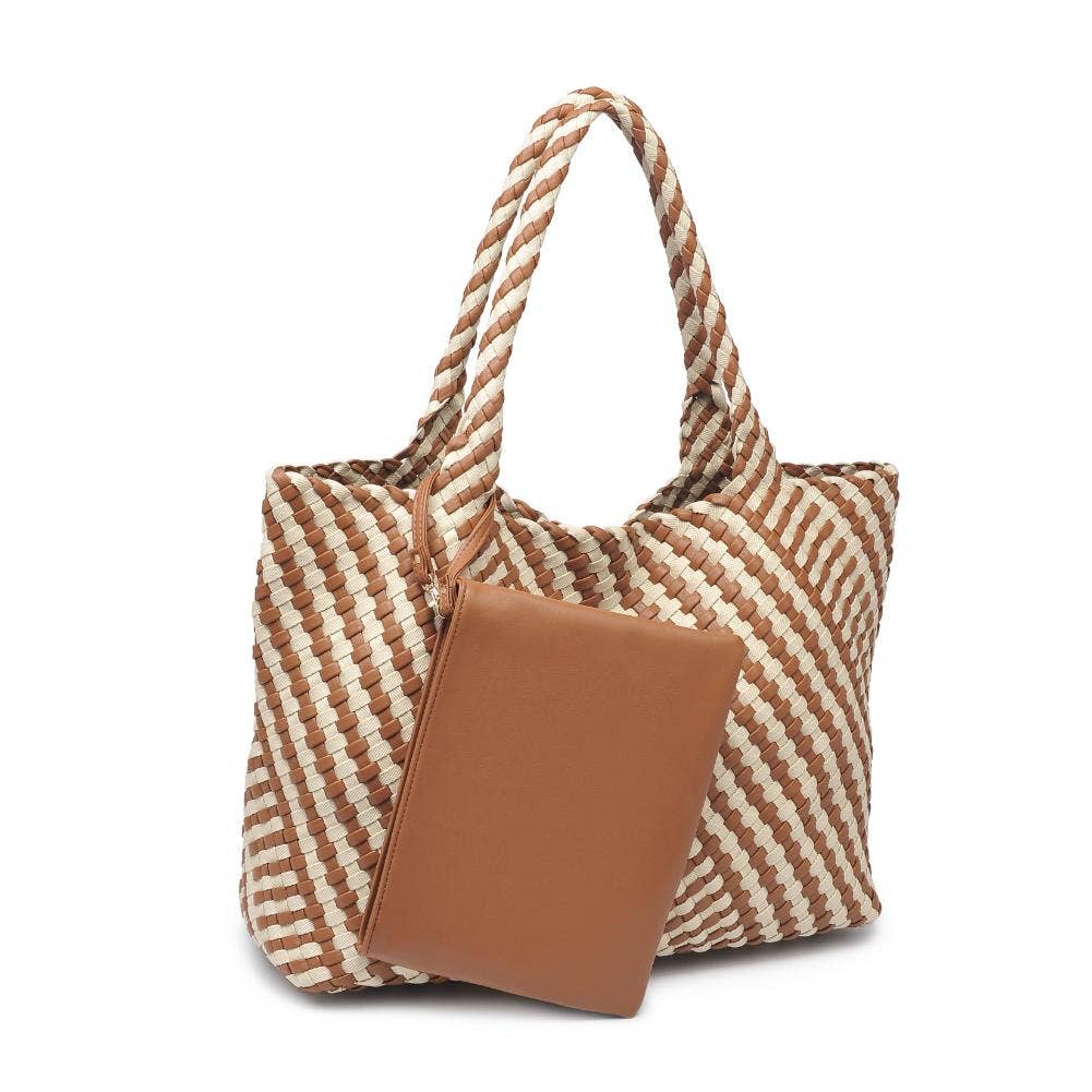 Solana Woven Tote: Black Ivory