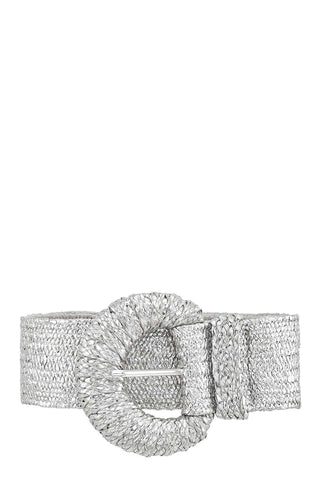 HALF CIRCLE BUCKLE METALLIC STRAW BELT: Gold
