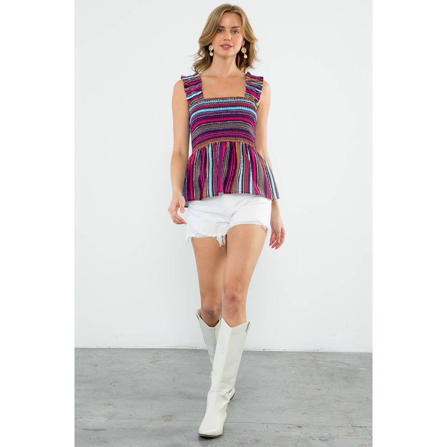 Striped Smocked Top