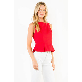 Sleeveless Peplum Top: YELLOW / XS-S-M-L(1-2-2-1)