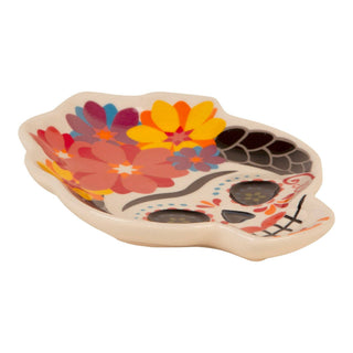 6.2 Inch Girl Day Of The Dead Skeleton Plate With Flower Hat